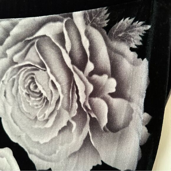 Metallic Y2K Rose Floral Velvety Size Medium Cami Bodycon Flowy Maxi Dress - Picture 6 of 8